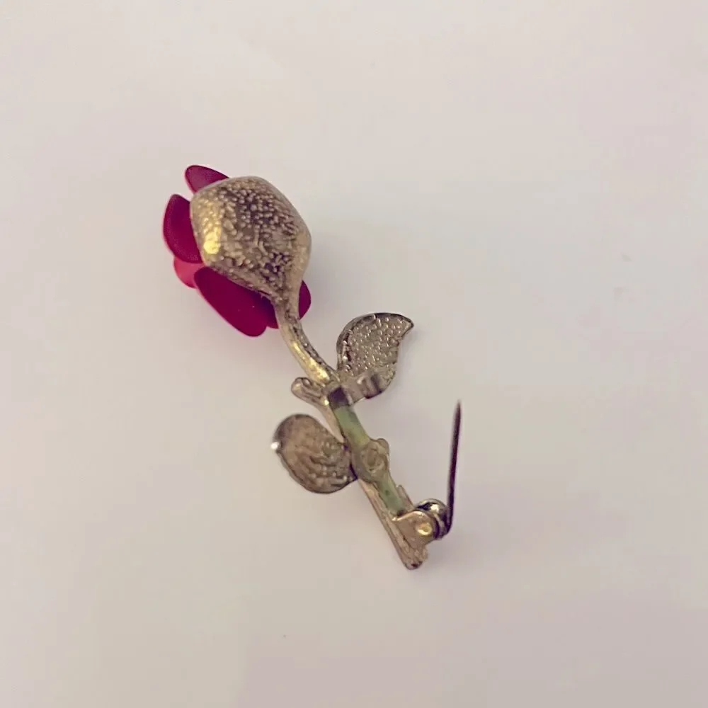 Red Rose Metal Brooch